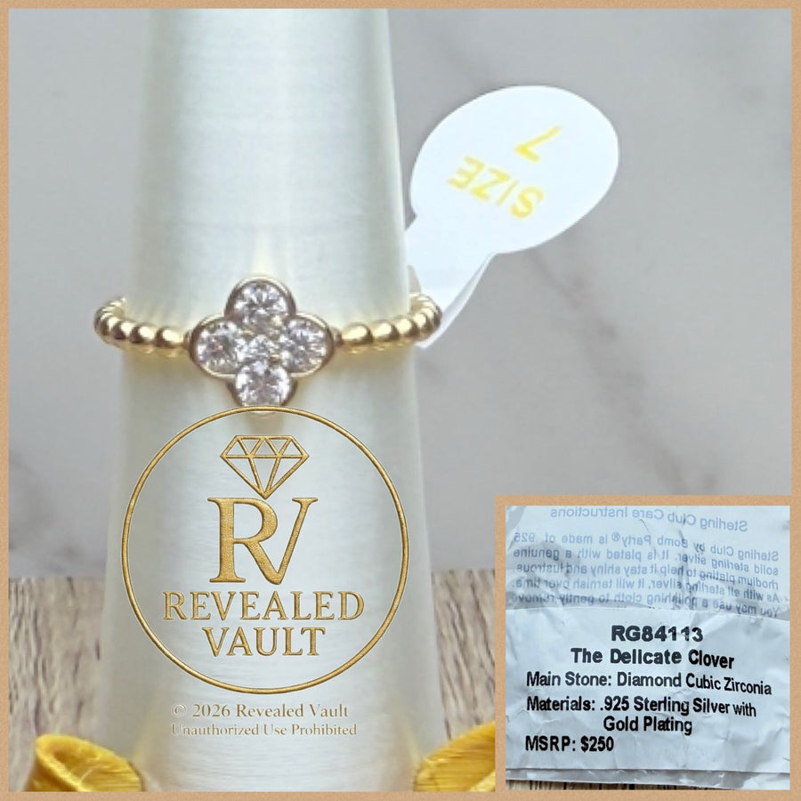 The Delicate Clover - Size 7 - Sterling Club Vermeil