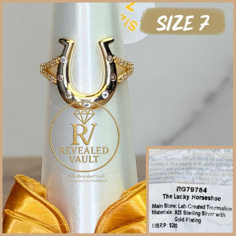 The Lucky Horseshoe  - Size 7 - Sterling Club Vermeil