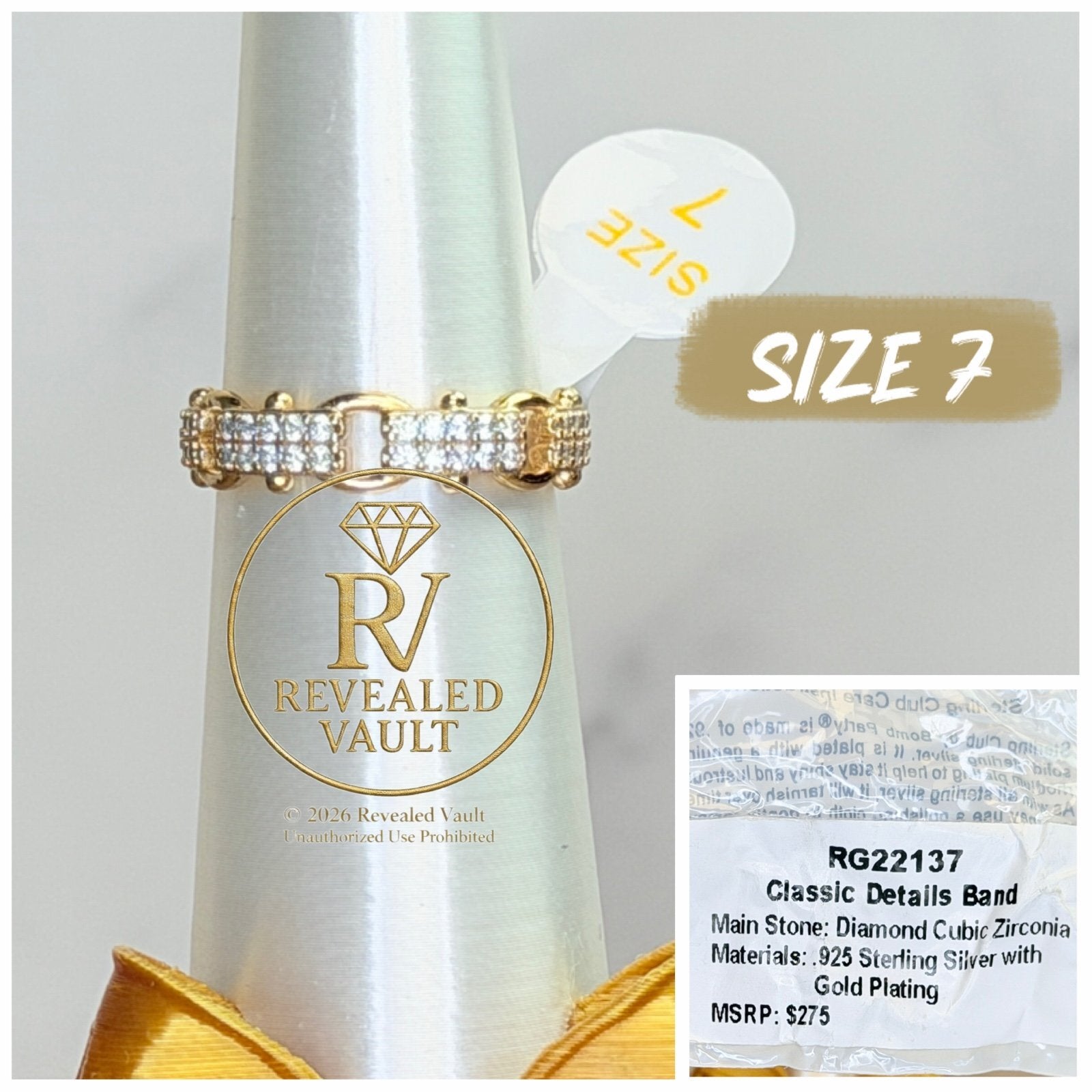 Classic Details Band - Size 7 - Sterling Club Vermeil