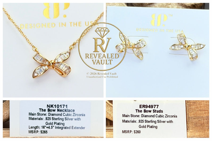 The Bow Necklace & The Bow Studs - Sterling Club Vermeil