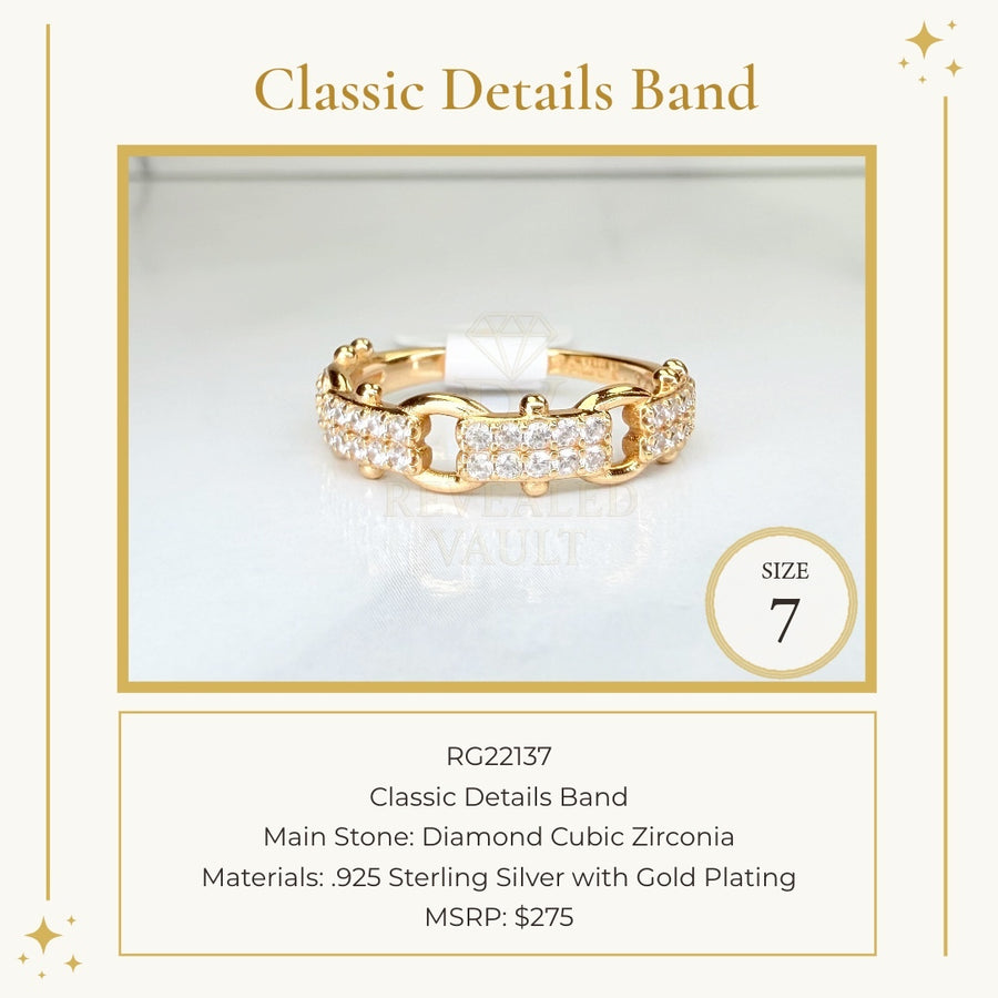 Classic Details Band - Size 7 - Sterling Club Vermeil
