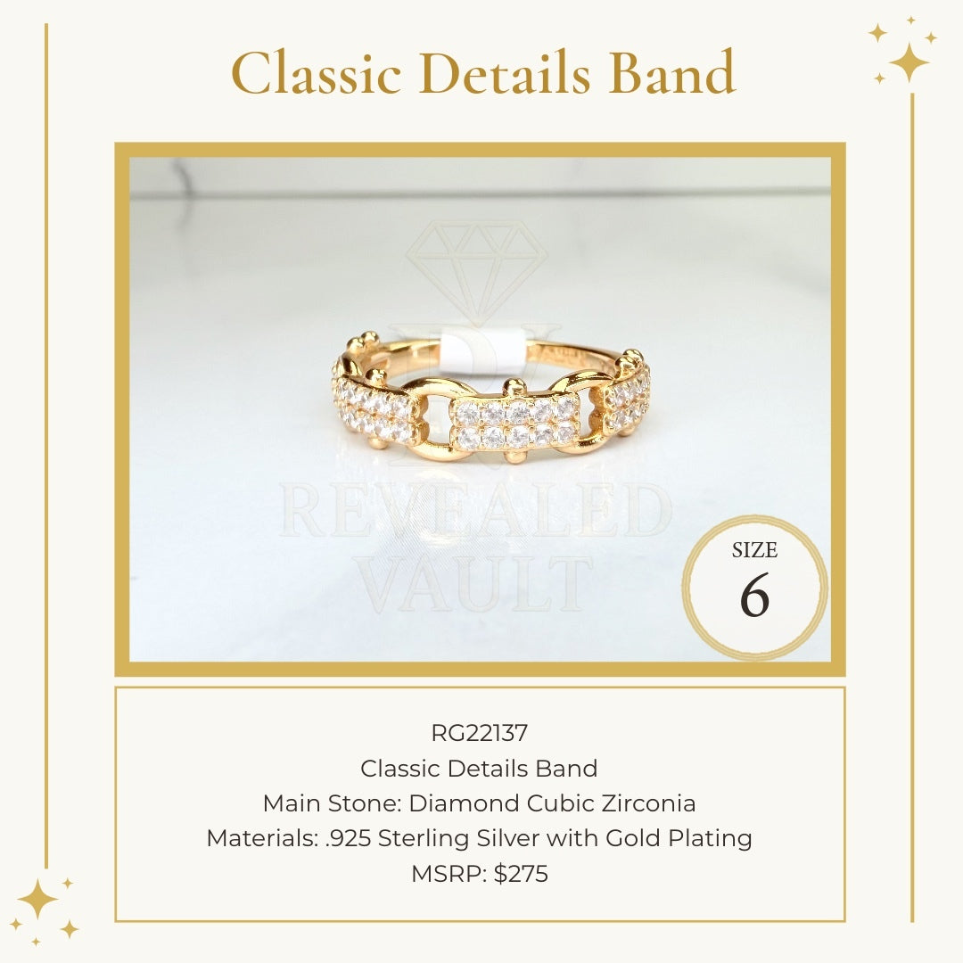 Classic Details Band - Size 6 - Sterling Club Vermeil