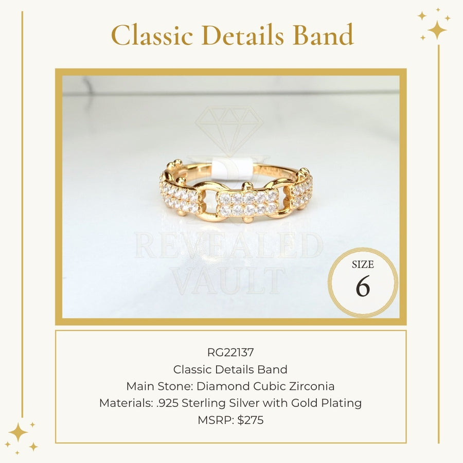 Classic Details Band - Size 6 - Sterling Club Vermeil