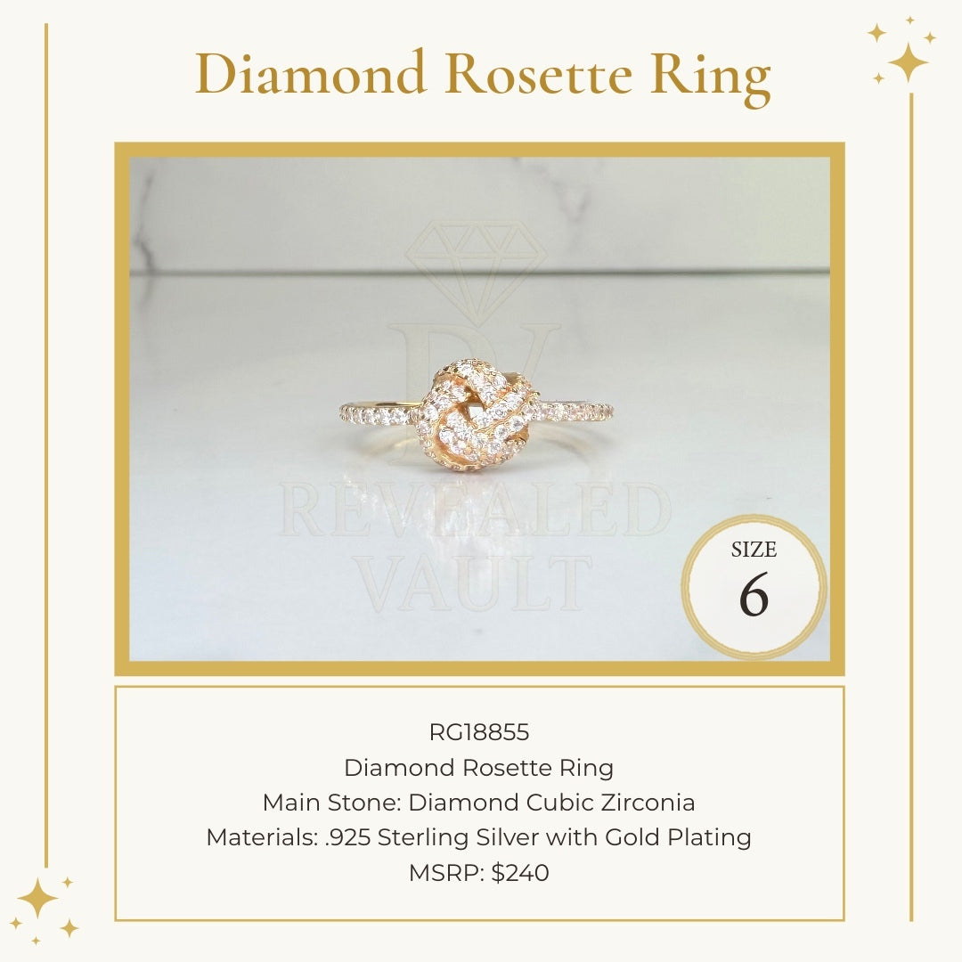 Diamond Rosette Ring - Size 6 - Sterling Club Vermeil