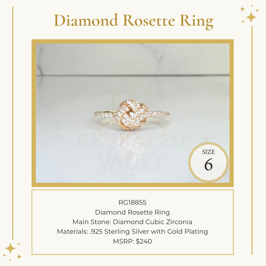 Diamond Rosette Ring - Size 6 - Sterling Club Vermeil