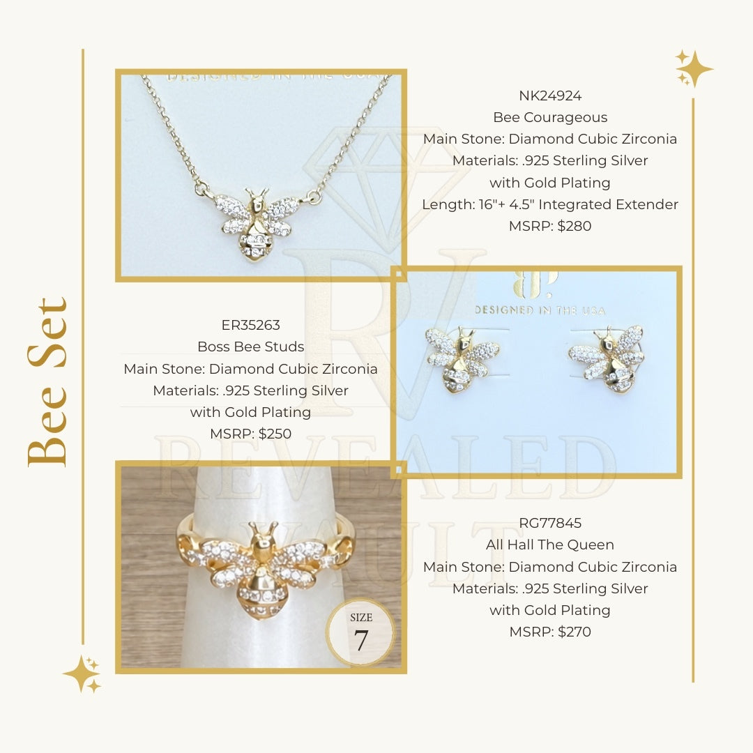 Bee Courageous & Boss Bee Studs & All Hail The Queen- Sterling Club Vermeil