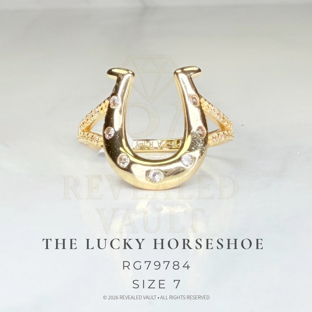 The Lucky Horseshoe  - Size 7 - Sterling Club The Gold Edit
