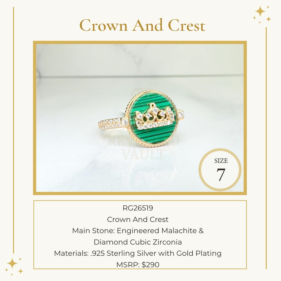 Crown and Crest - Size 7 - Sterling Club Vermeil