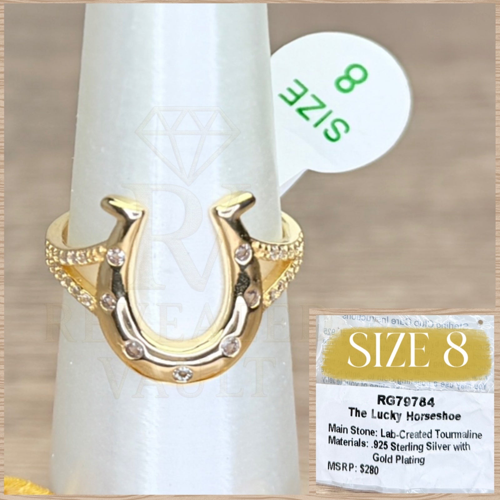 The Lucky Horseshoe  - Size 8 - Sterling Club Vermeil