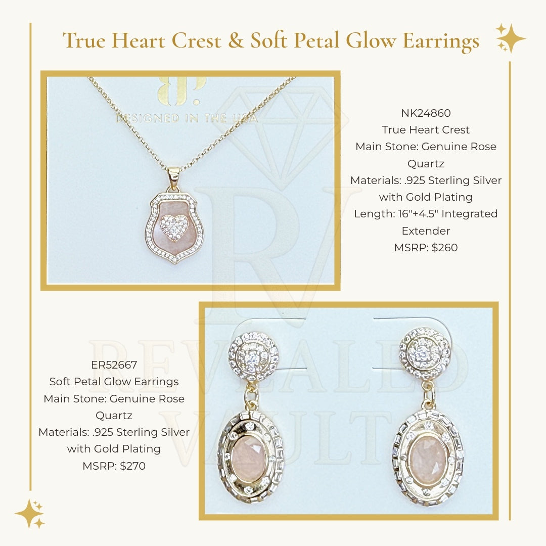 The Heart Crest & Soft Petal Glow Earrings - Sterling Club Vermeil