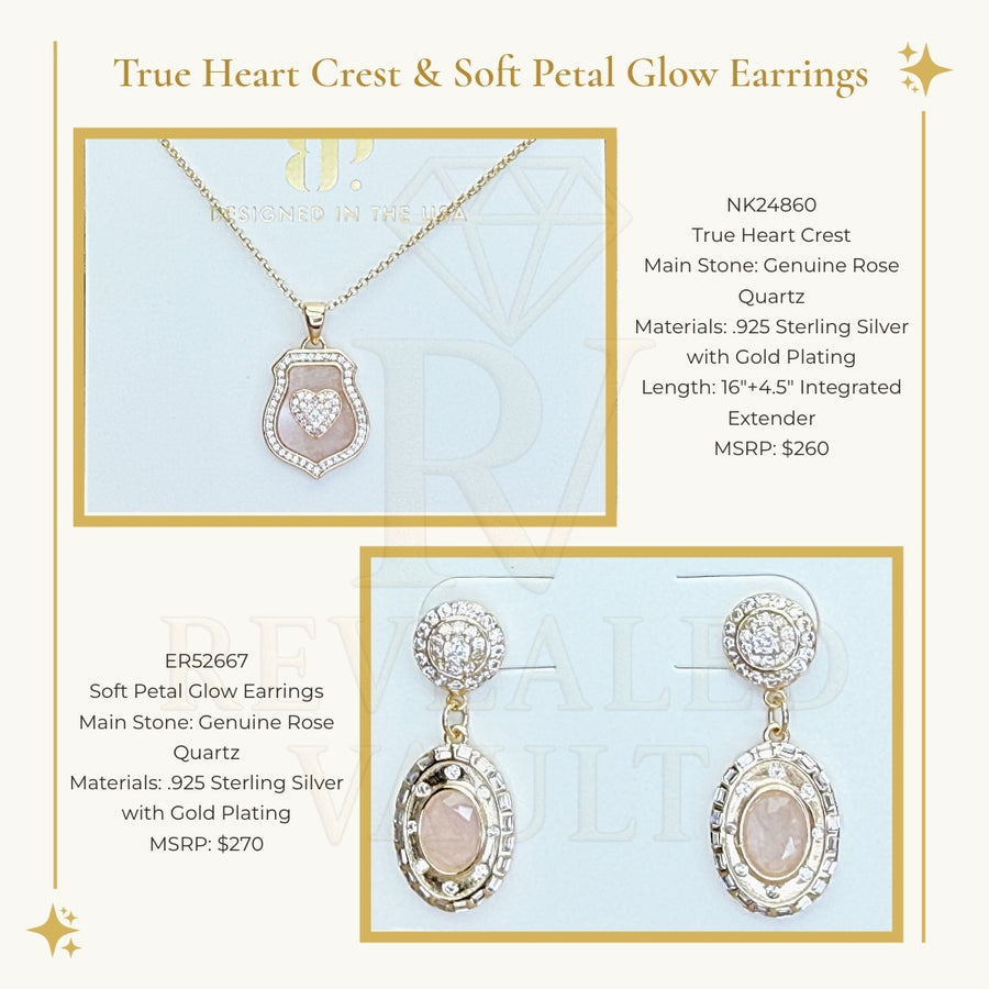 The Heart Crest & Soft Petal Glow Earrings - Sterling Club Vermeil