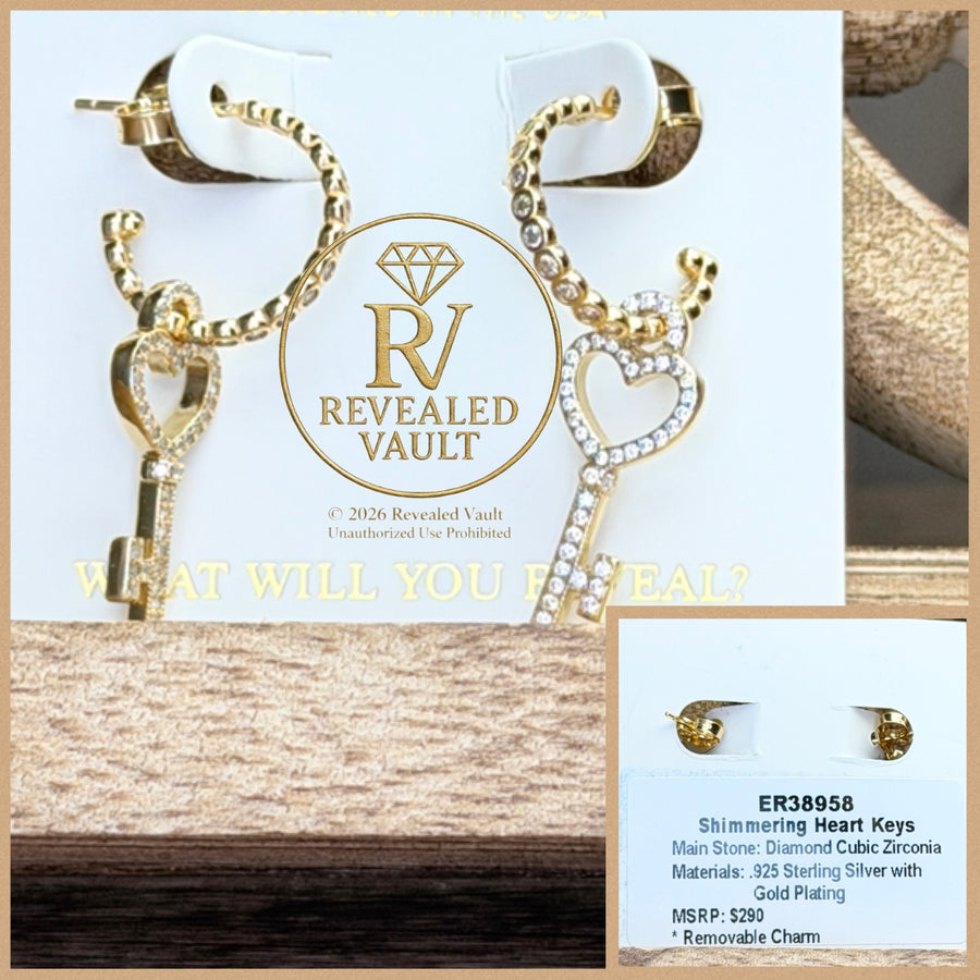 Shimmering Heart Keys - Sterling Club Vermeil