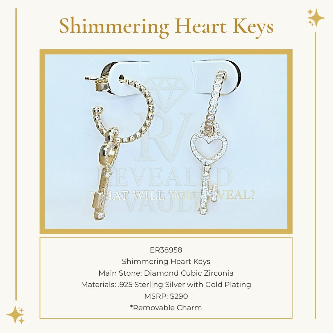 Shimmering Heart Keys - Sterling Club Vermeil