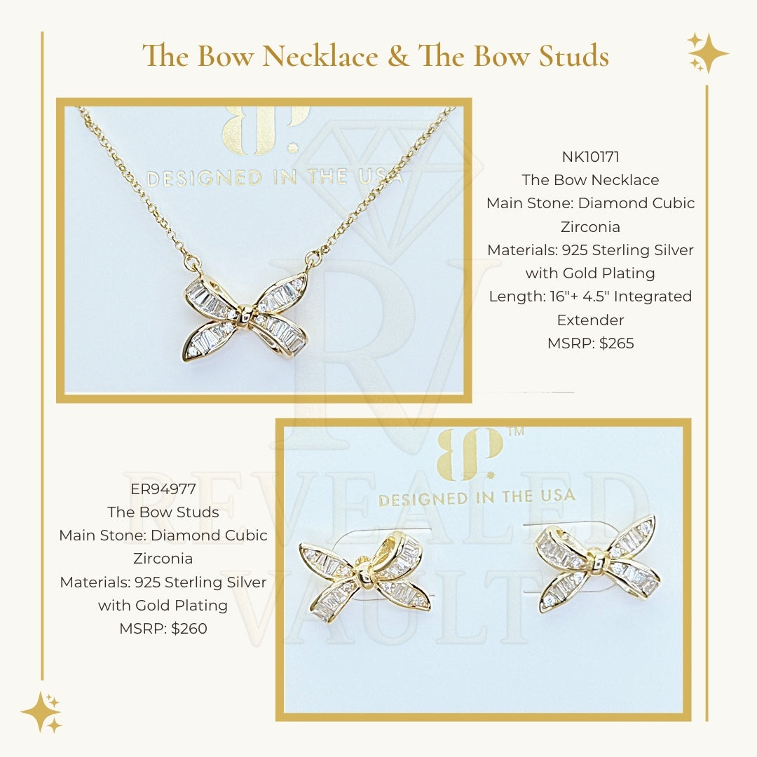 The Bow Necklace & The Bow Studs - Sterling Club Vermeil