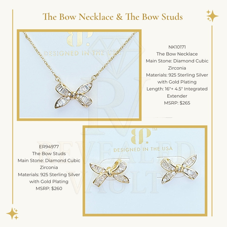 The Bow Necklace & The Bow Studs - Sterling Club Vermeil