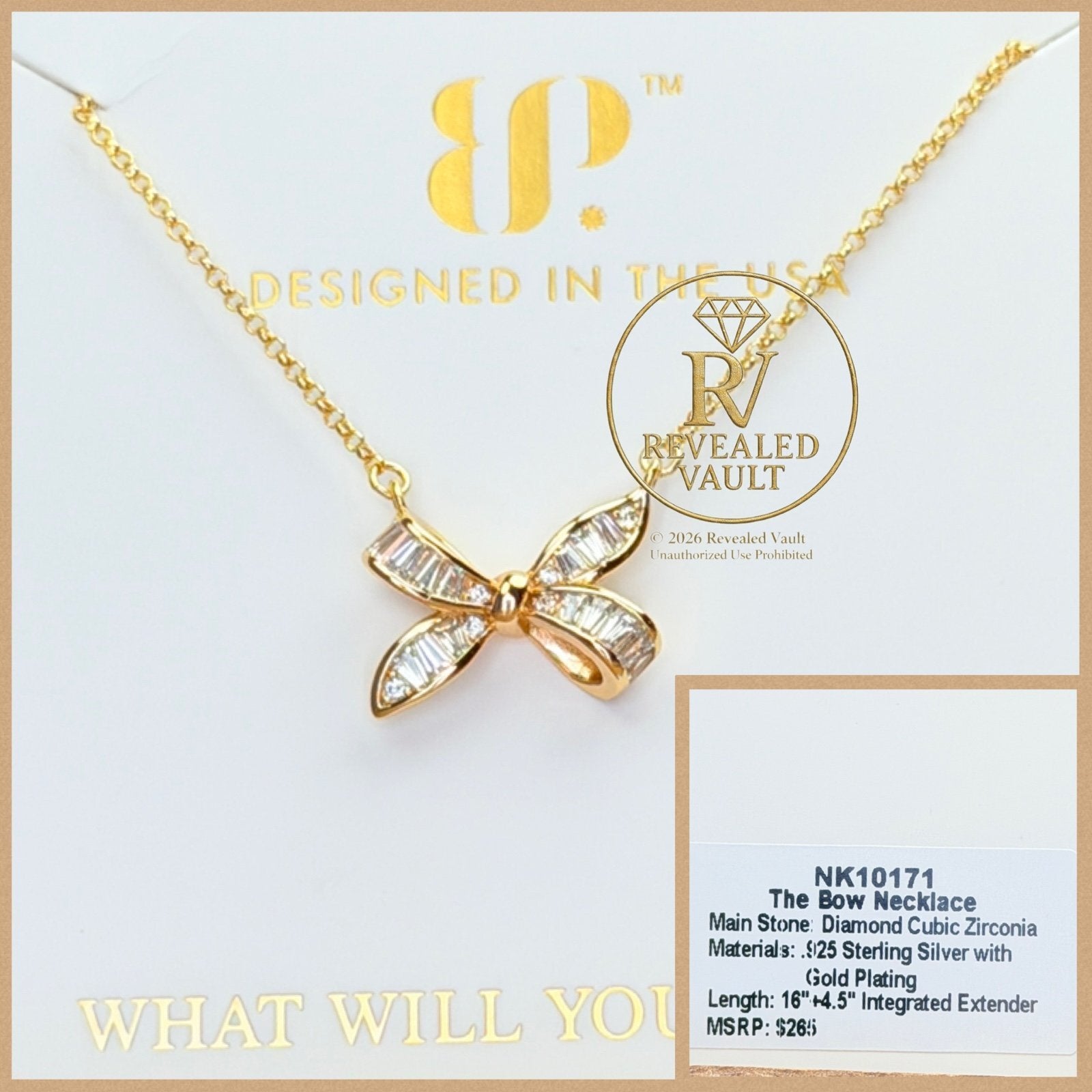 The Bow Necklace - Sterling Club Vermeil