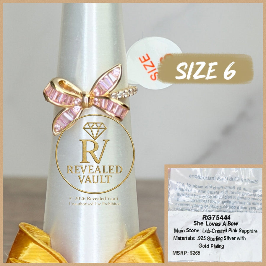 She Loves A Bow - Size 6 - Sterling Club Vermeil